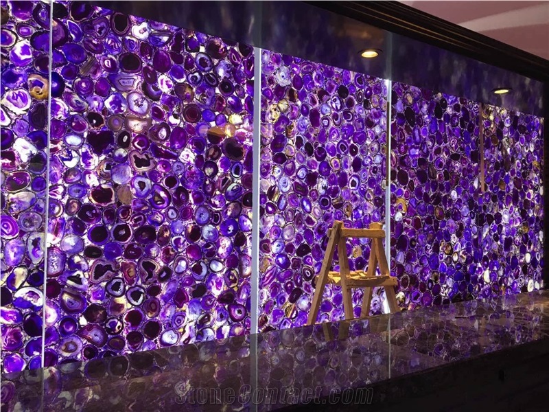Lilac Agate Stone Translucent Slabs Semiprecious Stone Tiles