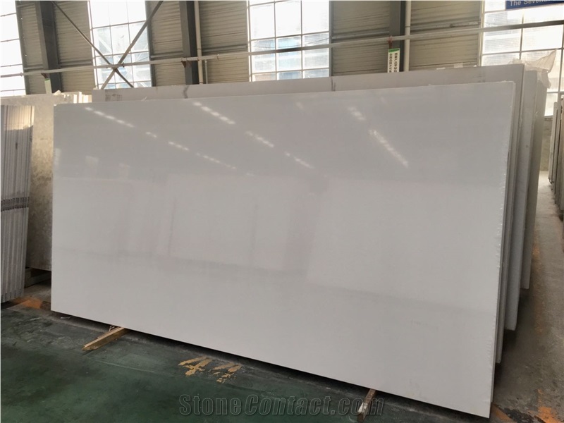 Pure White Polished Artificial Stone Slabs Nano Stone Slabs