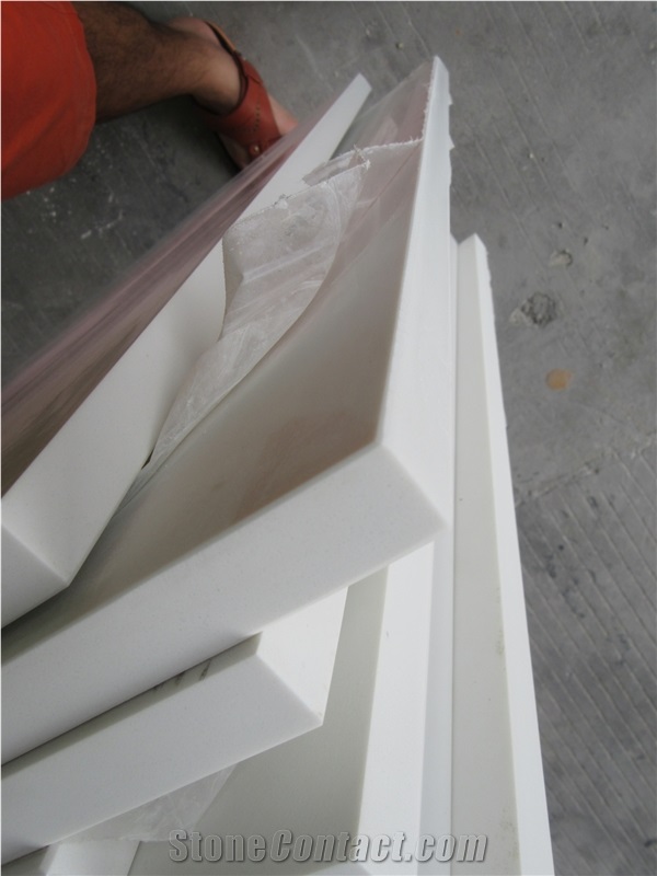 Pure White Polished Artificial Stone Slabs Nano Stone Slabs