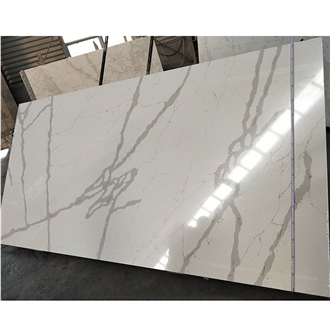 White Artificial Quartz Stone Calacatta Slabs Quartz Tiles