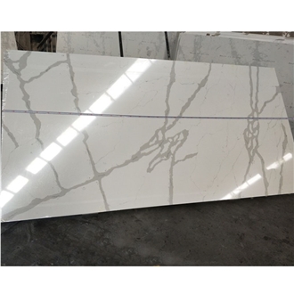 White Artificial Quartz Stone Calacatta Slabs Quartz Tiles