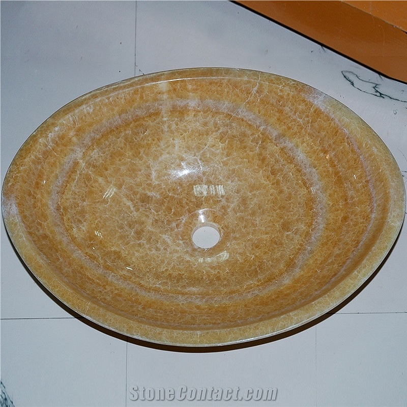 Chinese Honey Onyx Yellow Bathroom Sink