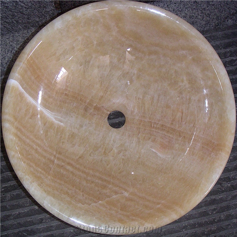 Chinese Honey Onyx Yellow Bathroom Sink