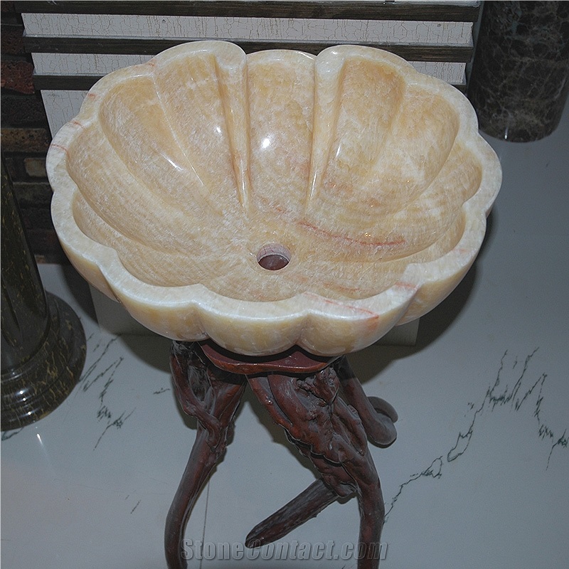 Chinese Honey Onyx Yellow Bathroom Sink