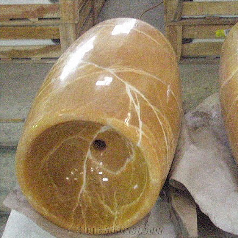 Chinese Honey Onyx Yellow Bathroom Sink