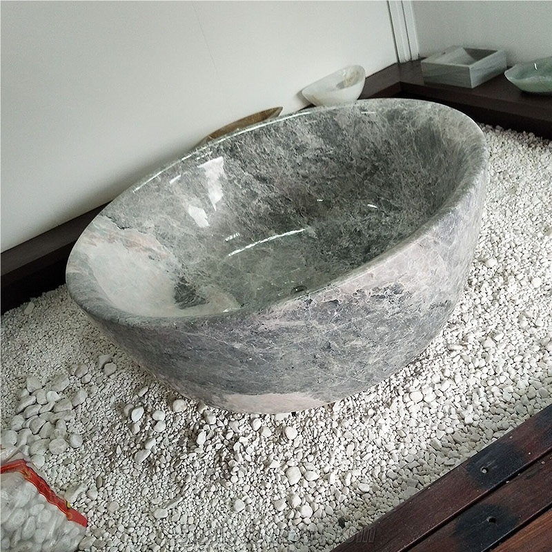 Customized Athena Grey Marble Bathtub