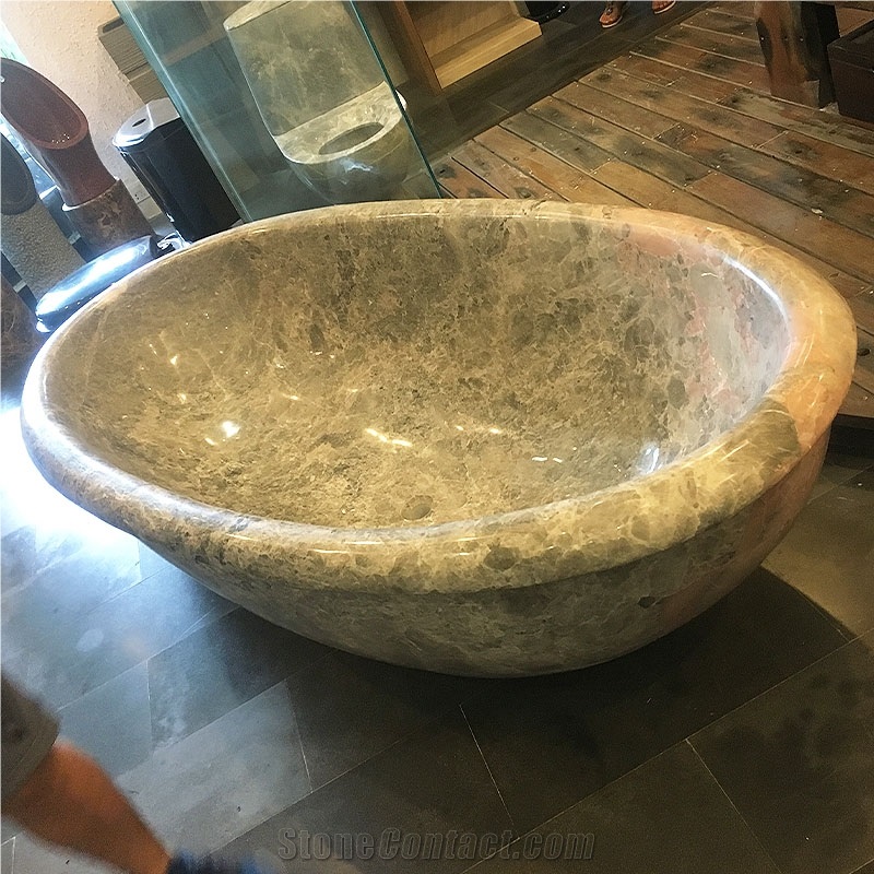 Customized Athena Grey Marble Bathtub