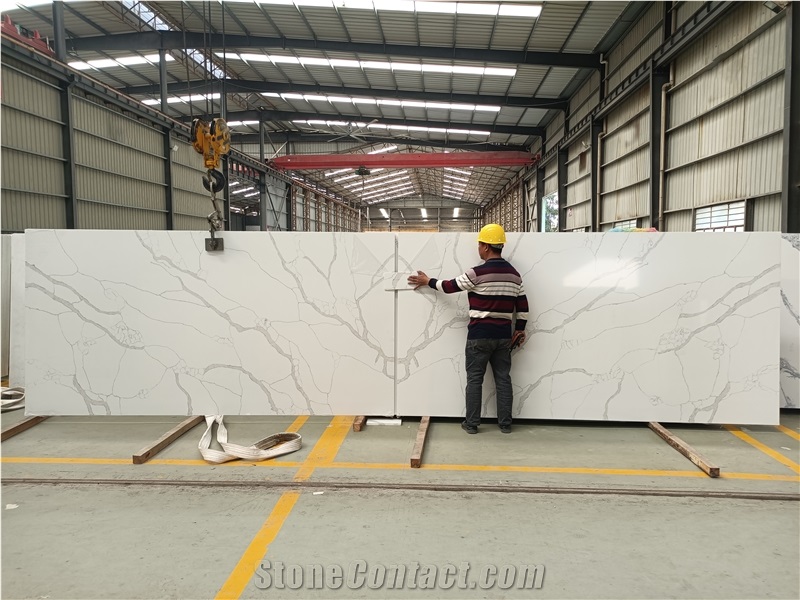 127X64inch Custom Calacatta Laza Extra Quartz Slabs