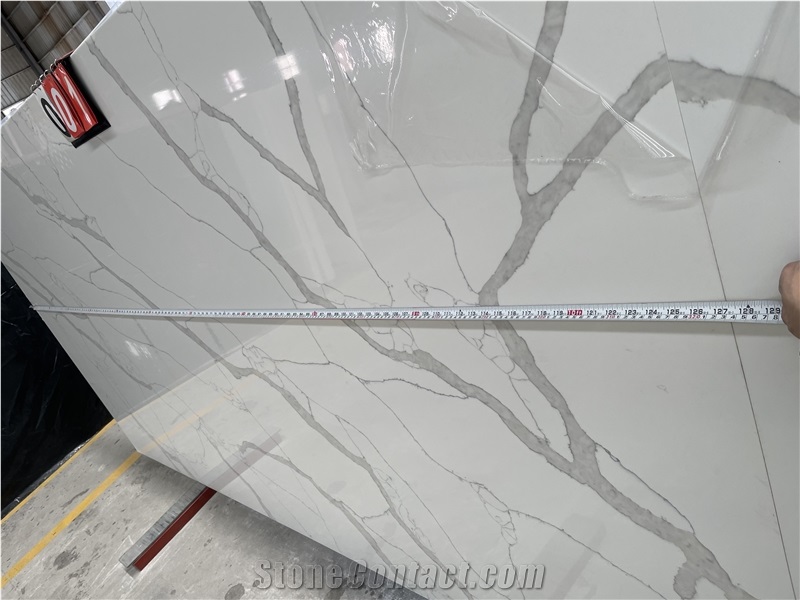 127X64inch Custom Calacatta Laza Extra Quartz Slabs