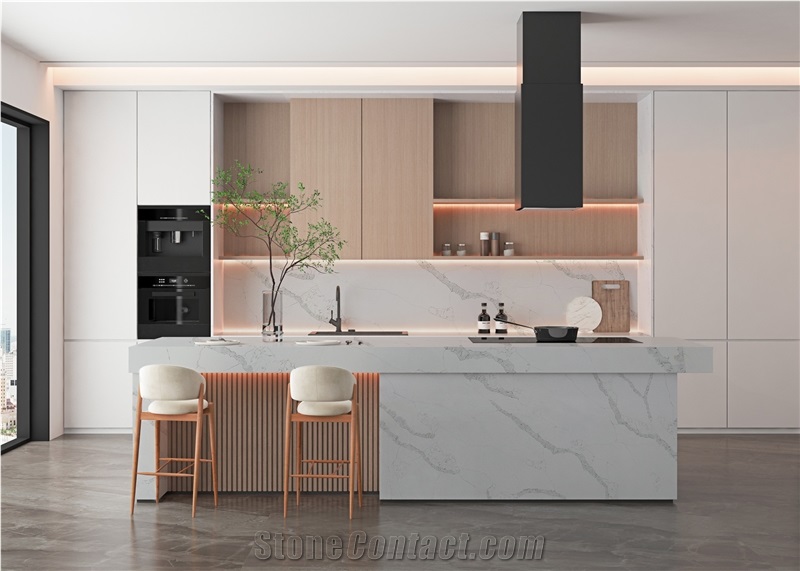 127X64inch Custom Calacatta Laza Extra Quartz Slabs