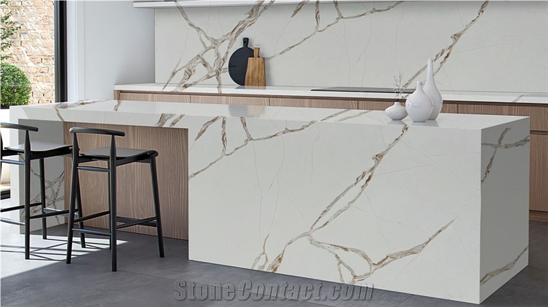 Bullnose Edge Cut To Size Quartz Kitchen Island Countertops