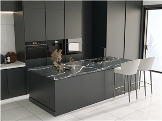 Calacatta5090 Black Custom Sink Premium Kitchen Countertops