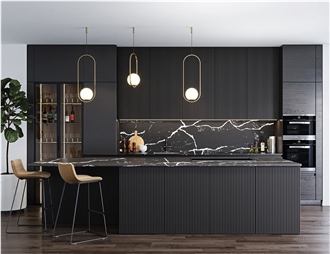 Calacatta5090 Black Custom Sink Premium Kitchen Countertops