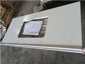 Custom Size And Undermount Sink Quartz Kitchen Countertop