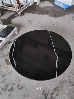 Custom Size Eased Edge Black 5064 Quartz Round Table Tops