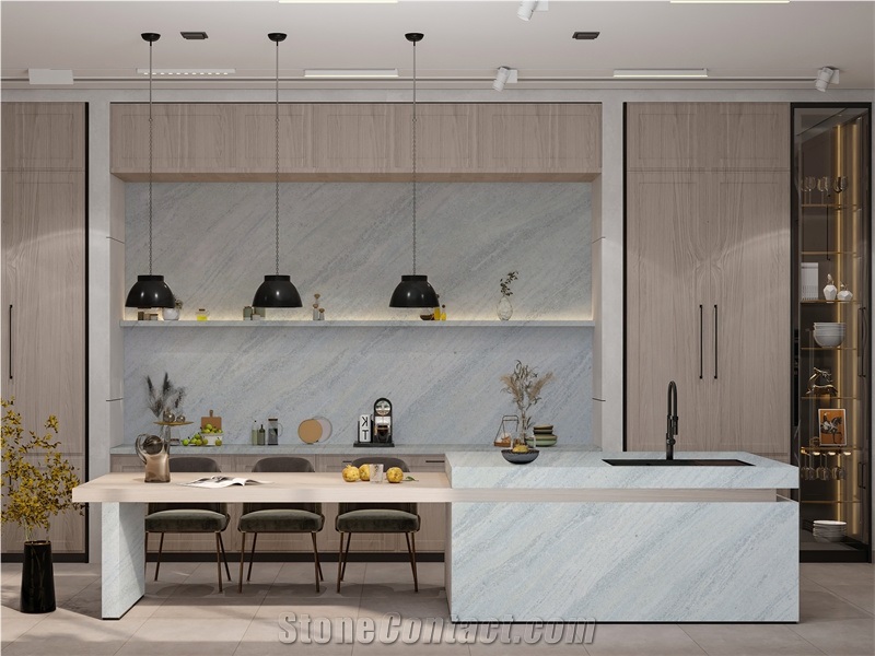 GOLDTOP OEM/ODM 6039 Blue Crystal Quartz Slabs