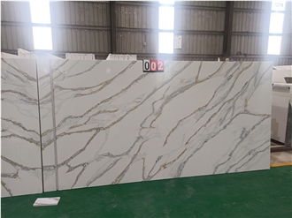 Polished Custom Gold Veins Calacatta 5066 Kitchen Countertop
