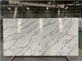 Polished Custom Gold Veins Calacatta 5066 Kitchen Countertop