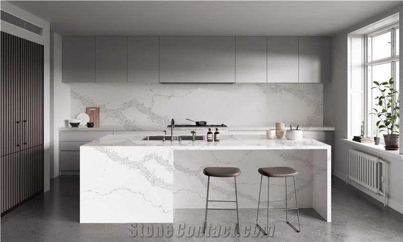 Polished Custom Premium Quality Quartz Kitchen Countertops