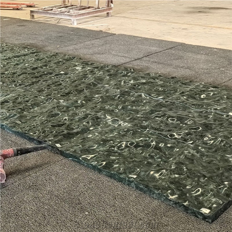 Luxury Wave Surface Prada Green Marble 3D Wall Decor Panels