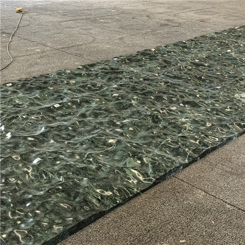 Luxury Wave Surface Prada Green Marble 3D Wall Decor Panels