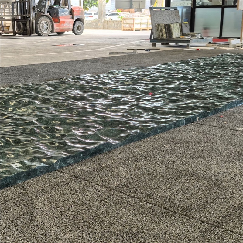 Luxury Wave Surface Prada Green Marble 3D Wall Decor Panels