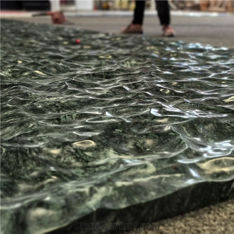 Luxury Wave Surface Prada Green Marble 3D Wall Decor Panels