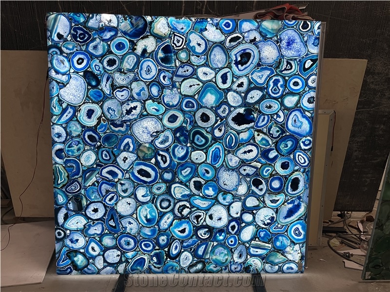 Blue Agate Semiprecious Stone Slabs