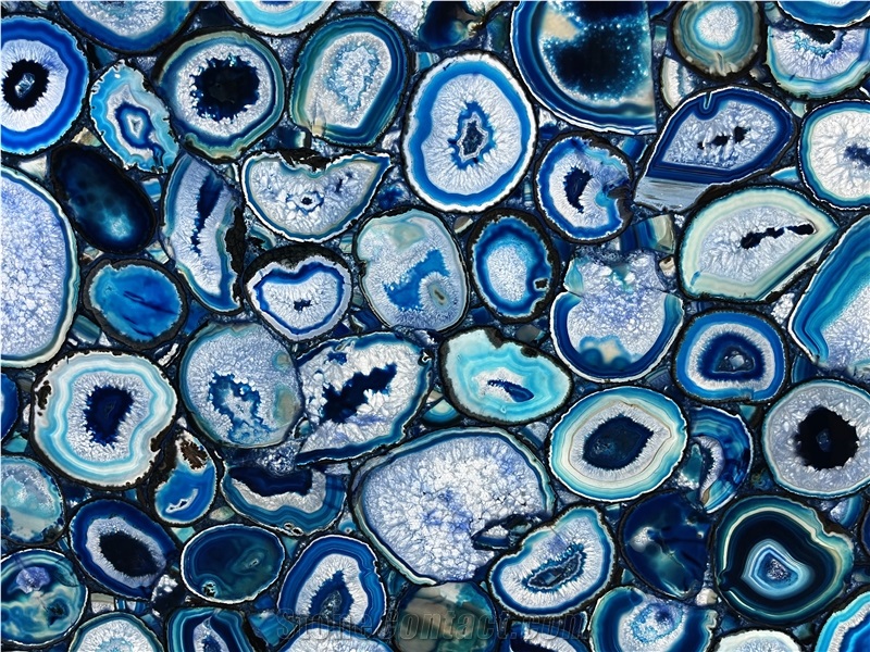 Blue Agate Semiprecious Stone Slabs