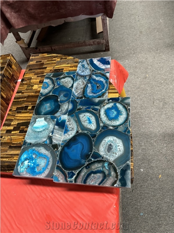Blue Agate Semiprecious Stone Slabs