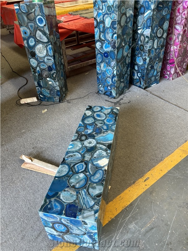 Blue Agate Semiprecious Stone Slabs