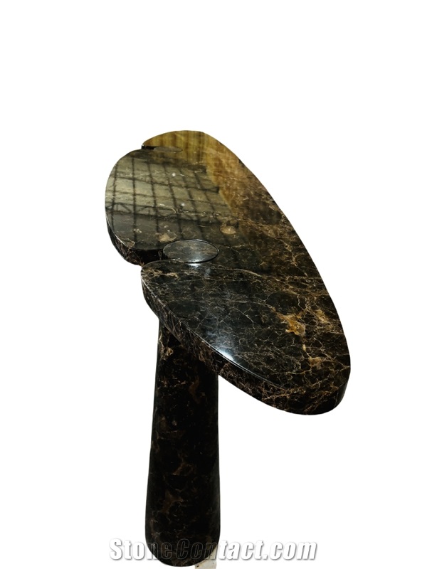 Console Marble Table Of Crescent-Shaped