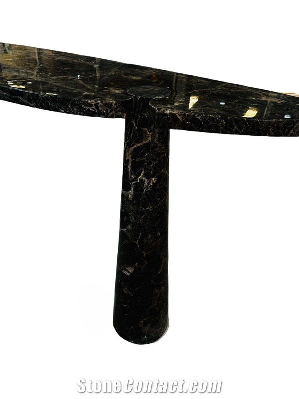Console Marble Table Of Crescent-Shaped