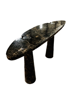 Console Marble Table Of Crescent-Shaped