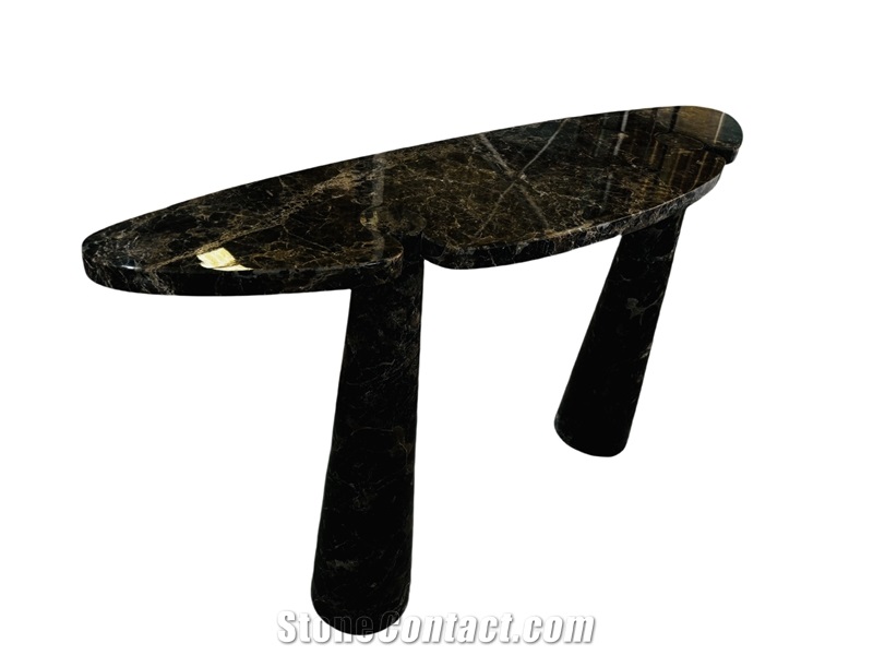 Console Marble Table Of Crescent-Shaped