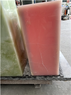 Custom Pink Onyx Quare White Plinth Side Table Living Room