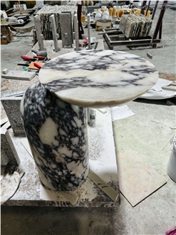 Customized Marble Side Table Of Calacatta Viola
