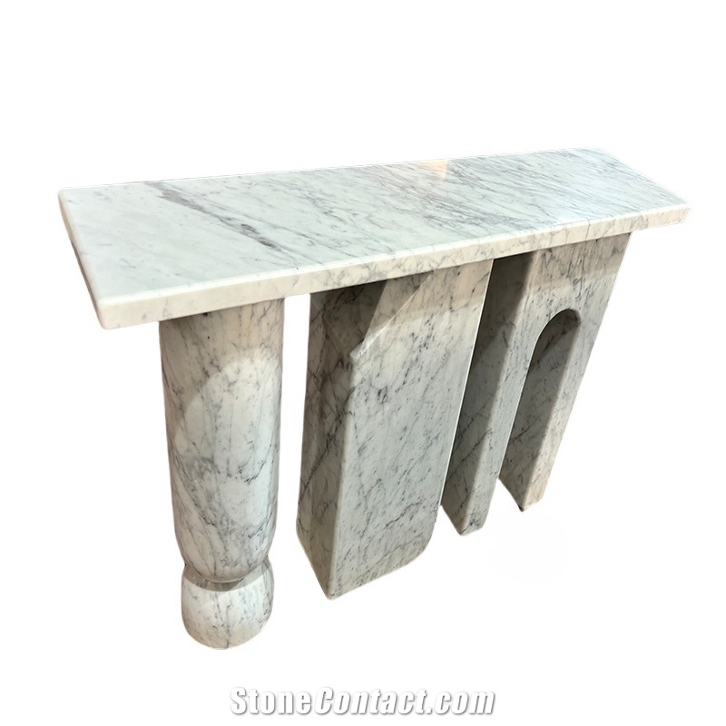 Marble Console Table With Carrara Marble