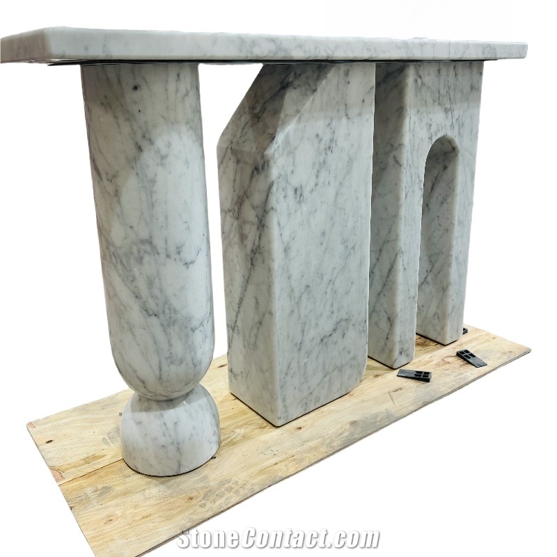 Marble Console Table With Carrara Marble