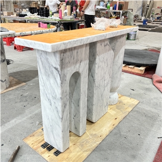 Marble Console Table With Carrara Marble