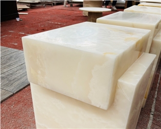 Natural White Onyx Cube Table