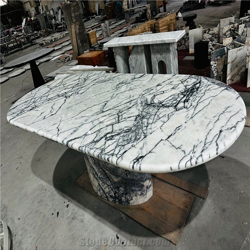 Stone Dining Table Of Milas Lilac Marble