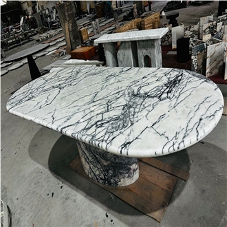 Stone Dining Table Of Milas Lilac Marble