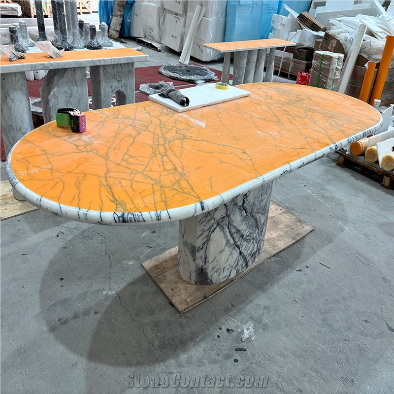 Stone Dining Table Of Milas Lilac Marble