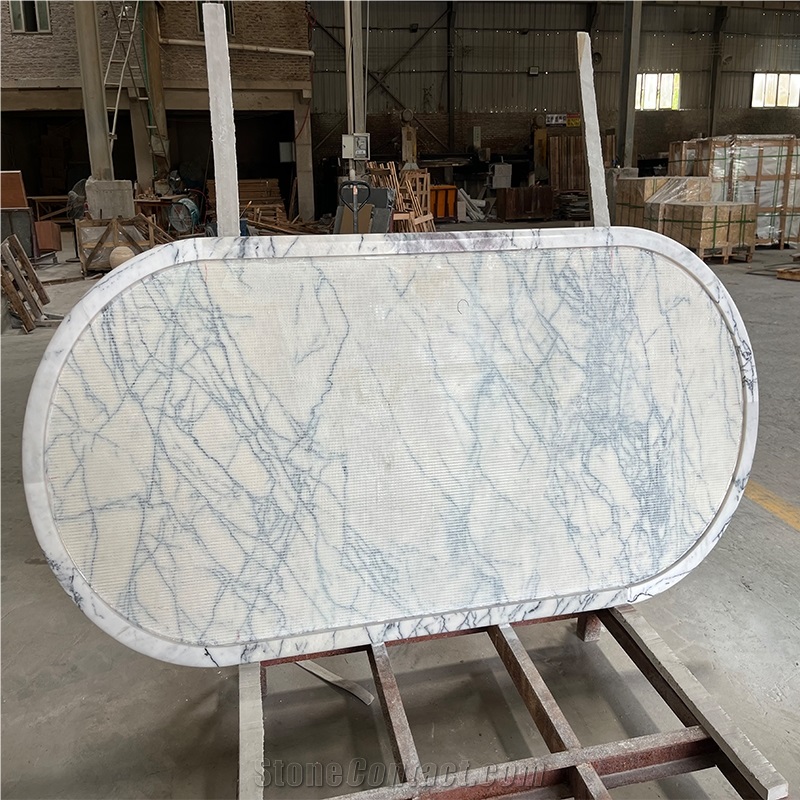 Stone Dining Table Of Milas Lilac Marble