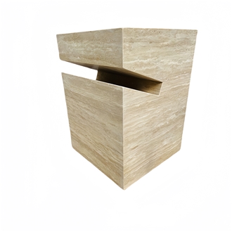 Travertine Side Tables Of Squared Design