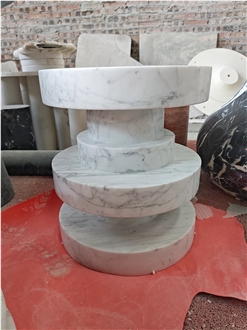 White Marble Side Table For Carrara