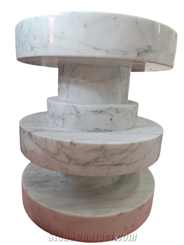 White Marble Side Table For Carrara