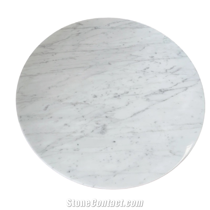 White Marble Side Table For Carrara