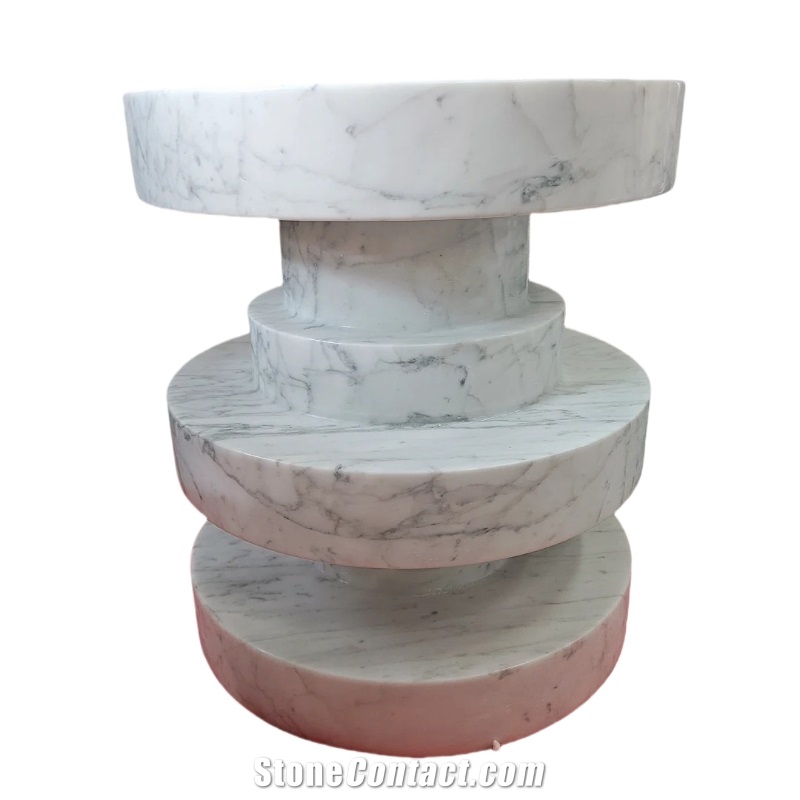 White Marble Side Table For Carrara